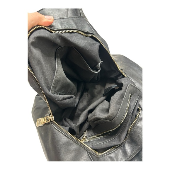 Bebe Black Shoulder Bag with Gold Chain Accents - Picture 5 of 7